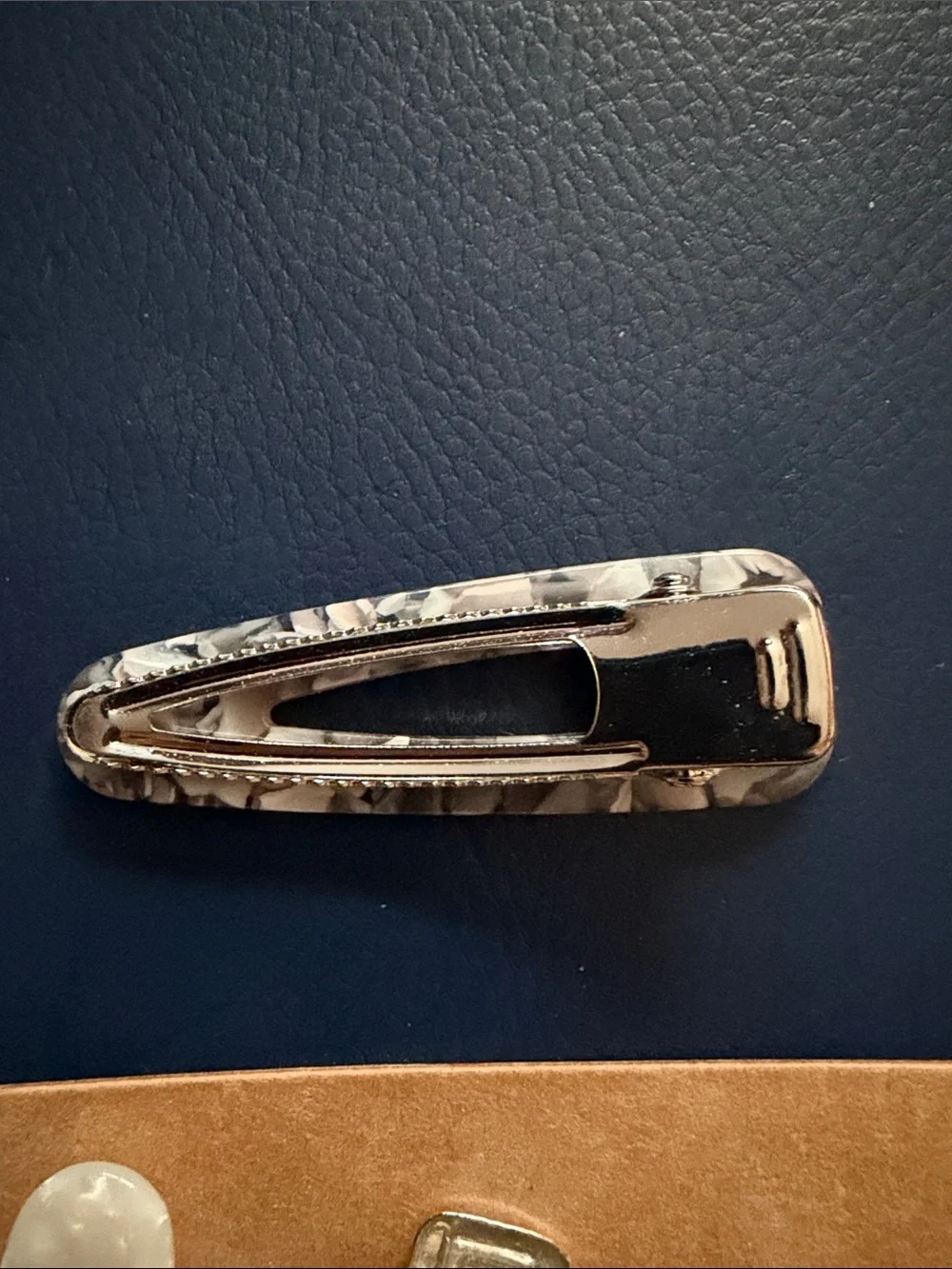 PINK Victoria's Secret Marble Snap Barrettes - White, Cream, Gray